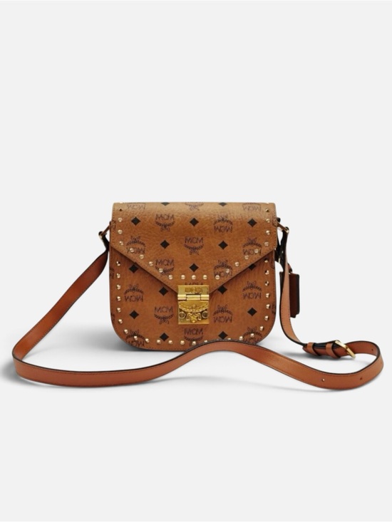 MCM Handbags - MCM Visetos Spike Crossbody Bag Cognac Brown Monogram Shoulder Bag